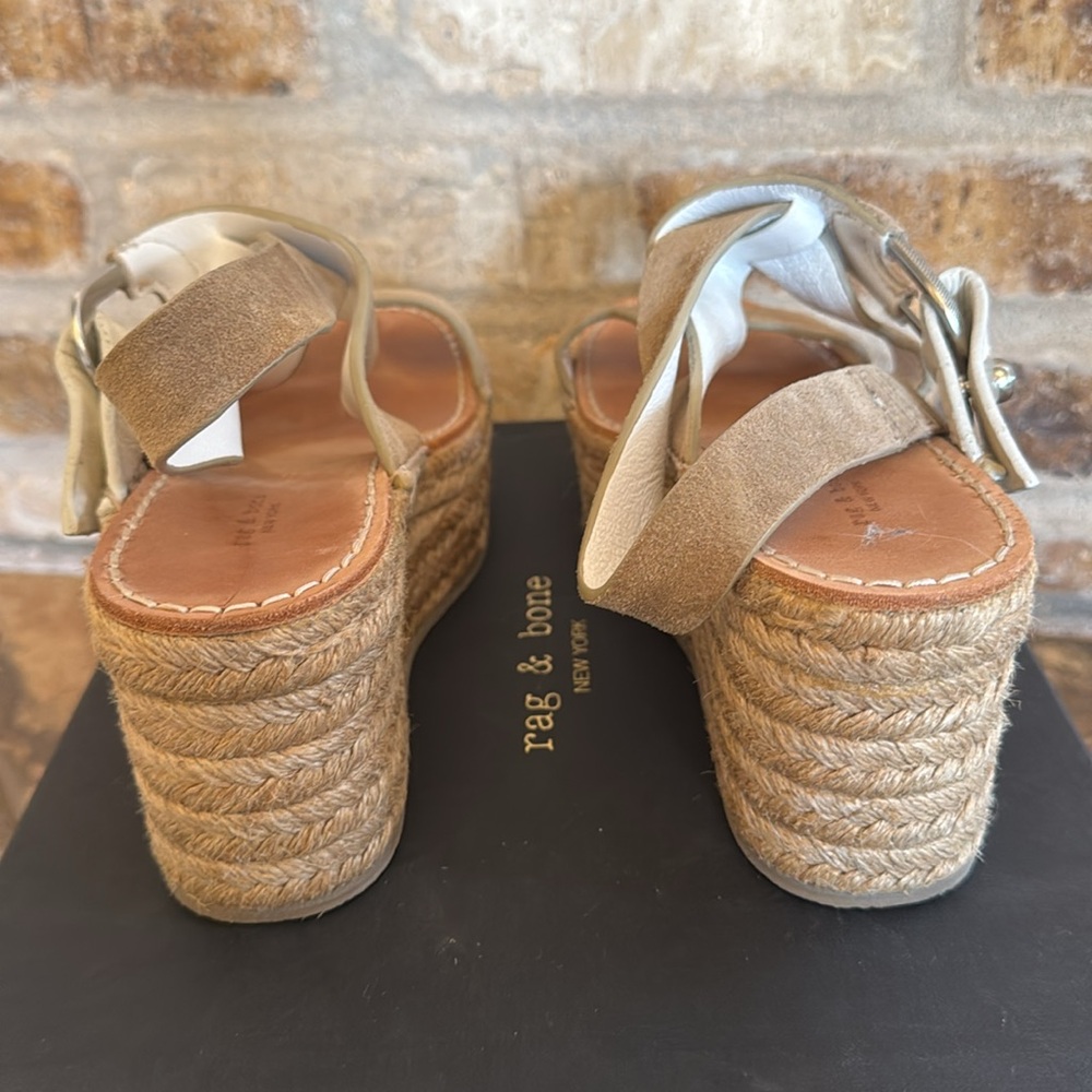 LN Rag & Bone August Suede Wedge Platform Espadrille Sandals 36 Sz 6 - Picture 4 of 8